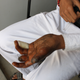 A worker’s hand soon after the bandage was removed.